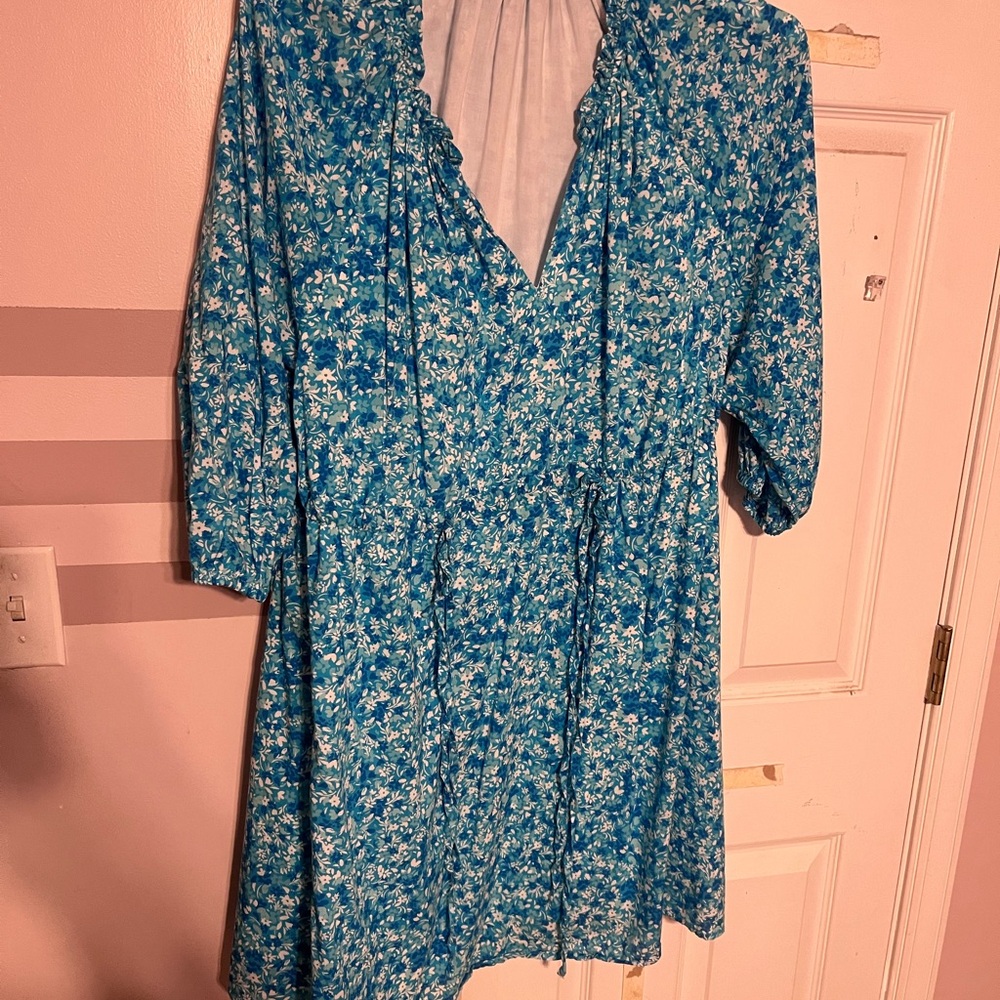 Draper James Kelli babydoll dress in Blue Aster